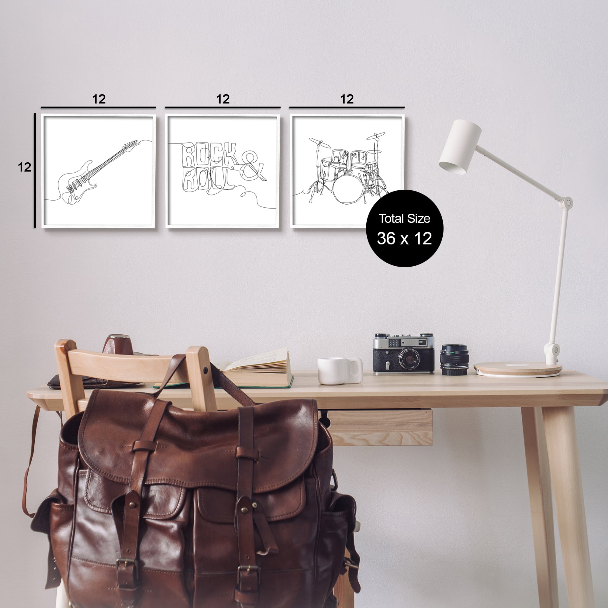 Stupell Rock & Roll Musical Instrument Doodles Beauty & Fashion Painting White Framed Art Print Wall Art, Set of 3