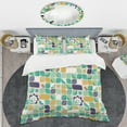 thumbnail image 2 of Designart 'geometric pattern with leaves and flowers' Mid-Century Modern Duvet Cover Set, 2 of 4