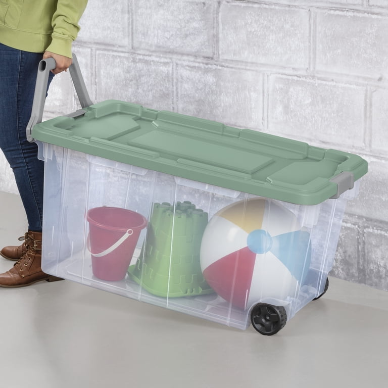 Sterilite 160 Qt Wheeled Storage Bin with Latch Lid - Green, 2 Pack photo 4