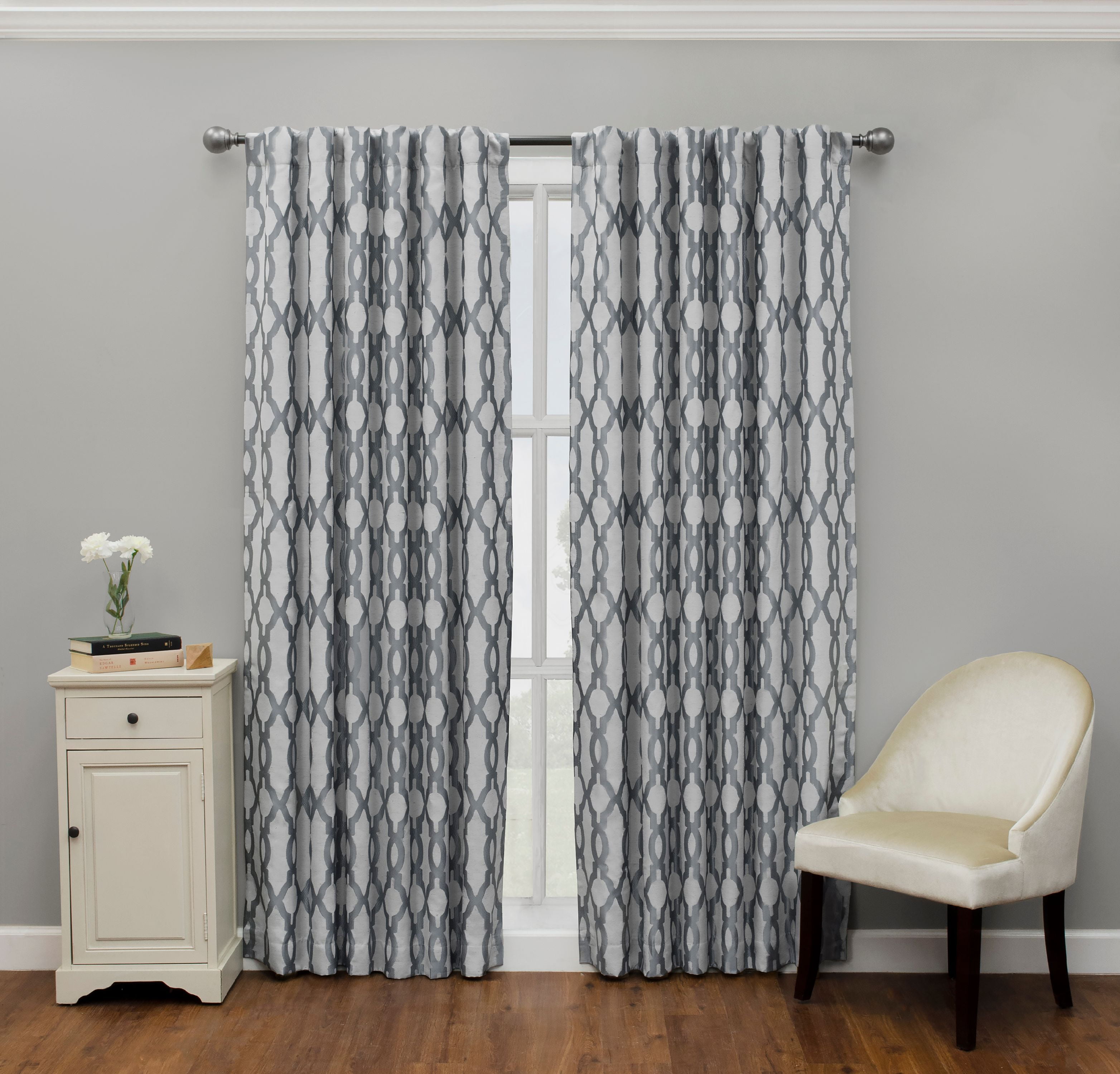 Eclipse Modern Geometric Rod Pocket Blackout Curtain Panel, 52' x 84'