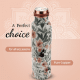 thumbnail image 5 of Perilla Home 100% Grey Floral Printed Copper Bottle With 34 Oz Leak Proof Contains Ayurveda Health Benefits For Drinking Water For Men Women Gym Yoga Travelling Hiking | Indoor | Outdoor | Office |, 5 of 15