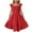 Red, variant on 3-14 Years Toddler Kids Girls Dresses Lace Ruffle Sleeve Pleated Dress Tween Summer Tiered Casual Dress