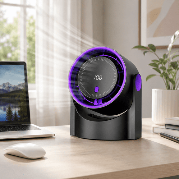 BYJKINGS 100 Speed Turbine Fan 100-Speed LED Display, 180 Degree Wide Angle, Rechargeable, Quiet Electric Household Fan