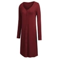thumbnail image 4 of Ekouaer Button Down Nightgown for Women Long Sleeve Sleepwear V Neck Nightshirt Boyfriend Pajama Dress Sleep Dress, 4 of 6