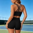 thumbnail image 3 of 2 Pieces Sportswear for Women Athletic Outfit Sets,Including Crossback Support Top Bra and Shorts,Comfort and Breathable Sports Yoga Activewear, 3 of 8