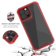 thumbnail image 3 of for iPhone 15 Pro Case, Support Wireless Charging, Crystal Clear Case Protective Shockproof Bumpers, Not Yellowing Slim Cover for Men Women Hybrid 2 in 1 Military Drop Protection Case,Red, 3 of 6