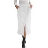 thumbnail image 2 of Stamzod Corduroy Skirts for Women Solid Color Split Work Dresses Fall Winter Elegant Pleated Skirts for Women White XL, 2 of 9
