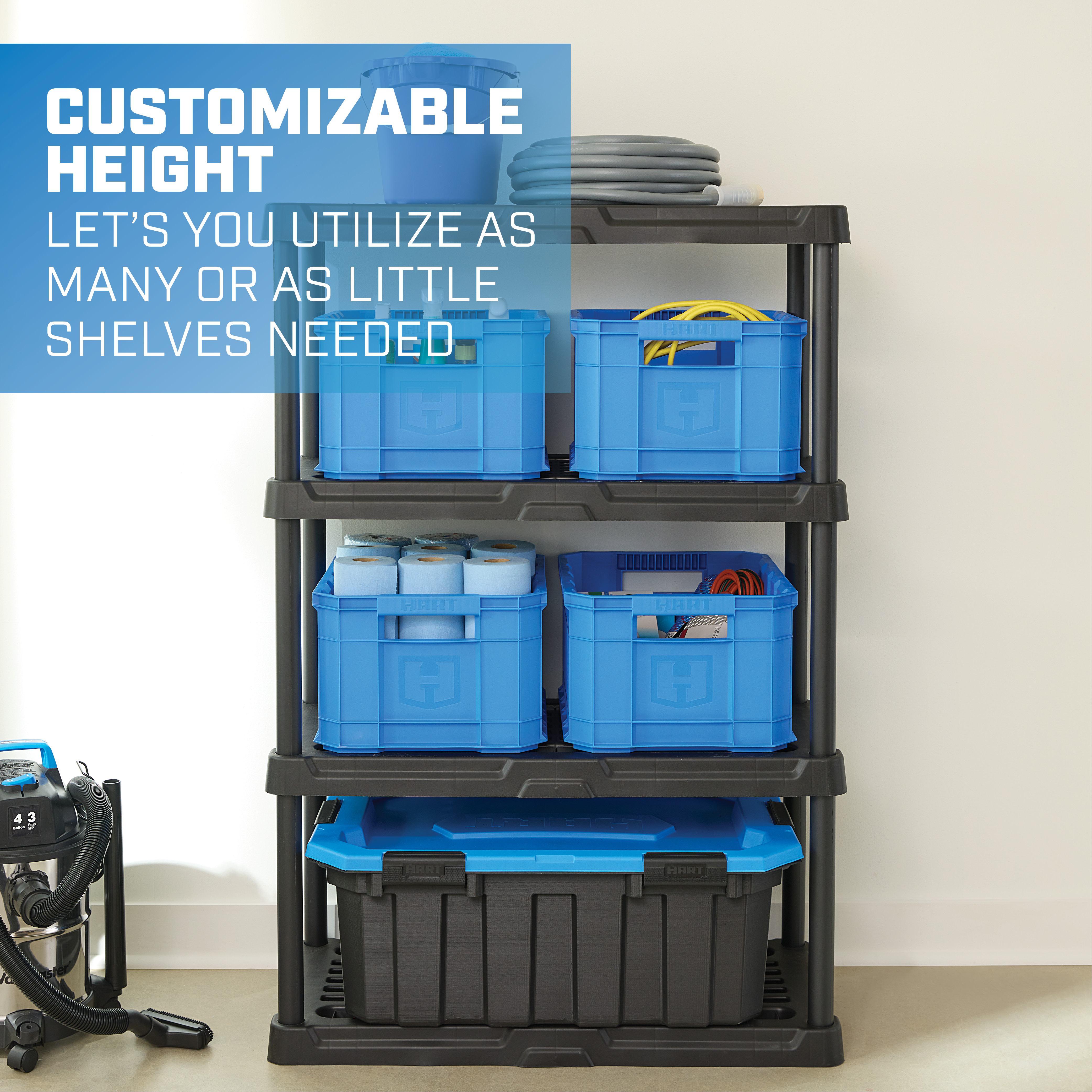 Hart 4-Tier Plastic Shelving Unit, 53" H, Black photo 7