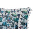 thumbnail image 3 of S4Sassy Leaves|Floral & Crystals Ocean Blue Cotton Flex Living Room Tassel Sofa Cushion Cover Printed Home Decor Pillow Cases 2Pcs-18 x 18 Inches, 3 of 5