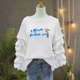 thumbnail image 5 of Yteetum Women's Merry Christmas Sweatshirts Oversized Crewneck Christmas Pleated Ruffle Trim Pullover Hoodless Sweatshirts Tops Womens Casual Xmas Graphic Round Neck Loose Lantern Sleeve Sweatshirts, 5 of 7