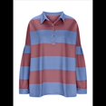 thumbnail image 3 of Suéteres de Cuello en V y Larga con Botones y Bloques de Color A Rayas para Mujer, Moda de Otoño 2025, Talla Grande Rojo y Azul S, 3 of 6