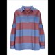 thumbnail image 3 of Suéteres de Cuello en V y Larga con Botones y Bloques de Color A Rayas para Mujer, Moda de Otoño 2025, Talla Grande Rojo y Azul L, 3 of 6