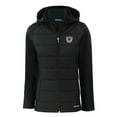thumbnail image 2 of Women's Cutter & Buck  Black Las Vegas Raiders Throwback Evoke Hybrid Eco Softshell Recycled Full-Zip Hoodie Jacket, 2 of 3