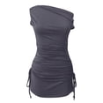 thumbnail image 4 of Mini vestido sexy de verano para mujer con un solo hombro y cordón lateral, ideal para fiestas y vacaciones - Dos estilos, sin mangas y con tirantes, corte A, 4 of 4