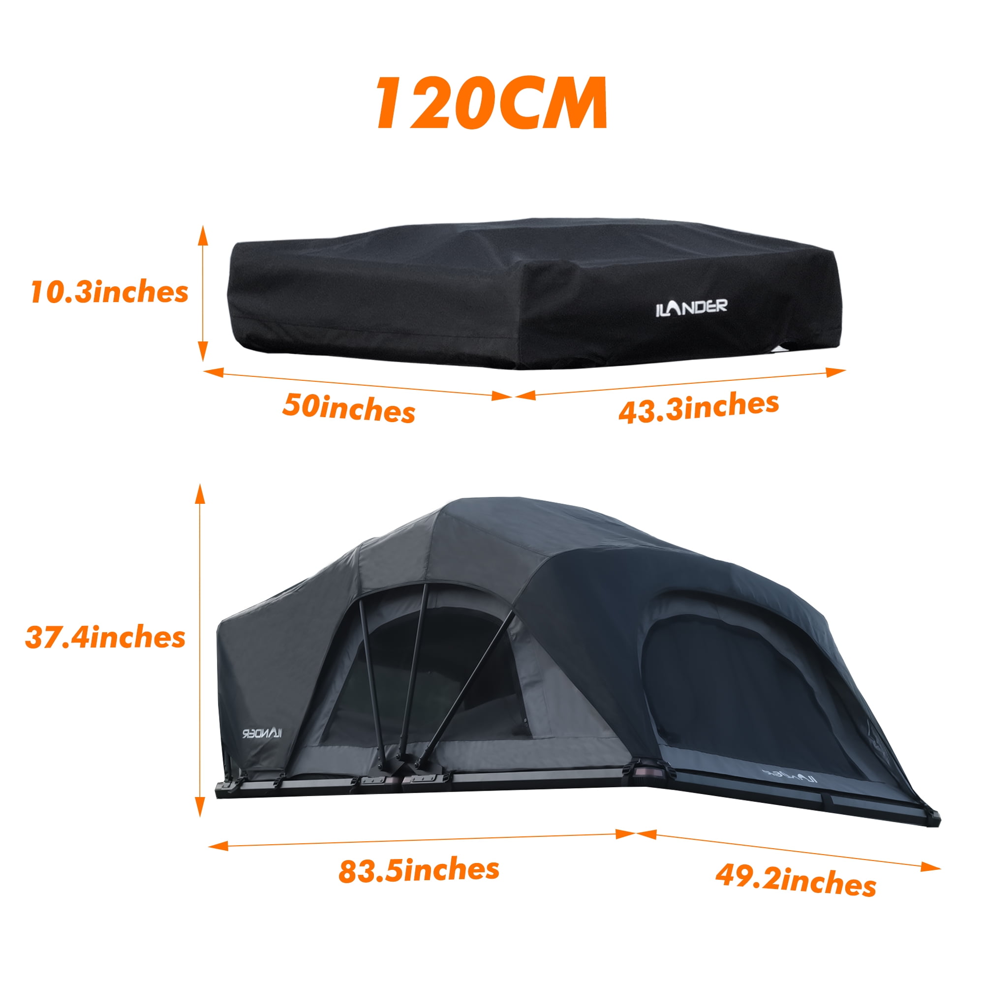 ILANDER Rooftop Tent, Hard Shell, SUV & Truck Camping, Foldable Rooftop Tent with Ladder, Waterproof & UV-Resistant 1-2 Person, 1.2M