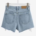 thumbnail image 4 of Nestiefly Jean Shorts Womens Stretchy High Waisted Y2k Ripped Distressed Frayed Hem Jorts Pockets Casual Summer Denim Shorts Light Blue L, 4 of 5