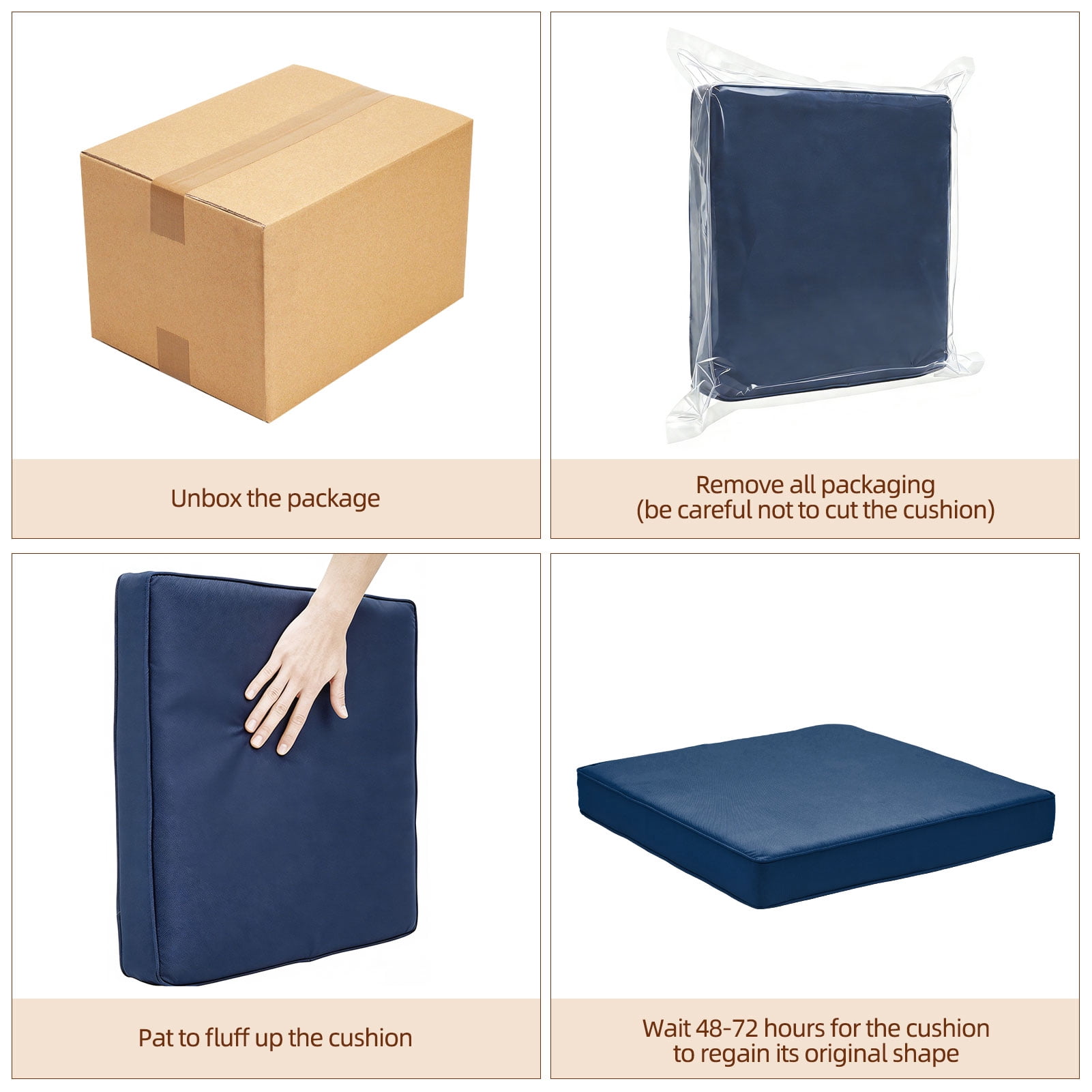 14-Piece Patio Furniture Replacement Cushion Set with Washable Covers, Waterproof Sectional Outdoor Sofa Cushions (6 Seat + 6 Back + 2 Armrest), 4" High-Density Foam with Anti-Slip Base, Blue