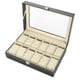 thumbnail image 4 of Caja organizadora de almacenamiento para relojes y joyas, de piel sintética con 12 compartimentos., 4 of 14