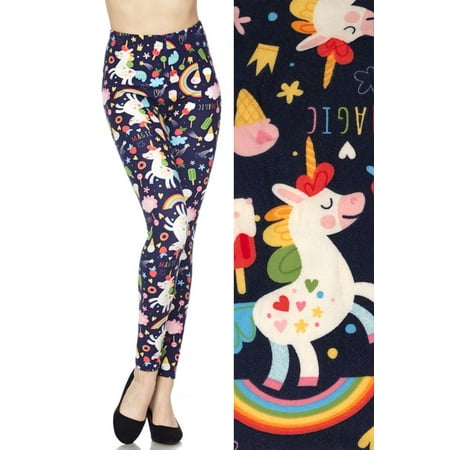 Women Ultra Soft Colorful Rainbows, Lollies, Ice cream, and Unicorn PrinFull Length Ankle Leggings