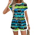 thumbnail image 3 of DORKASM Matching Halloween Pjs Sets for Woman Short Sleeve Sleepwear Pjs Shorts Set Dark Blue M, 3 of 4