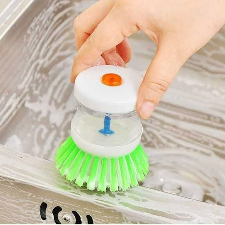 Dish Sponge Brush, Dish Scrubber Brush with Soap Dispenser, Soap Dispensing  Scrub Brush with Handle, Refill Sink Cleaning Sponge Brush for Dishes Pot  Pan Sink Cleaning - by ROBOT-GXG 