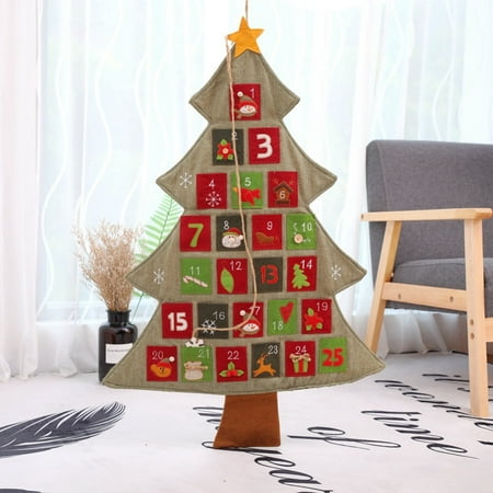 Christmas Tree Advent Countdown Calendars Hanging Christmas Ornament for Holiday