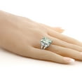thumbnail image 3 of Gem Stone King 925 Sterling Silver Green Prasiolite and White Diamond Engagement Ring for Women (6.63 Cttw, Gemstone Birthstone, Emerald Cut Checkerboard 14X10MM, Size 7), 3 of 5