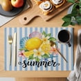 thumbnail image 2 of Lemon Summer Placemats Set of 6, Fruit Starfish Shell Blue Stripes Retro Non-Slip Place Mats Washable Table Mats for Kitchen Dining Table Decorations Indoor/Outdoor, 2 of 9