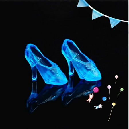 12Pairs Fashion Cute Princess Dolls High Heel Dress Pumps Fairy Tales Shoes Color:Blue
