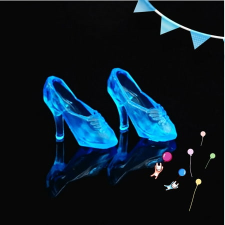 Clear Plastic Shoes - 12Pairs Fashion Cute Princess Dolls High Heel Dress Pumps Fairy Tales Shoes Color:Blue