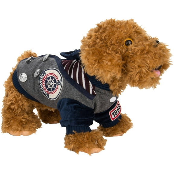 CUECUEPET British Style Cotton Jacket Single Piece [Easy to put on] for small to medium dogs / puppies (Grey / Blue) [Multiple Sizes Available]