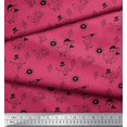 thumbnail image 3 of Soimoi Pink polyester Crepe Fabric Heart & Birds Cartoon Fabric Prints By Yard 52 Inch Wide, 3 of 3