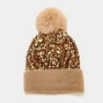 thumbnail image 4 of Glisme Winter Hat Women Sequin Hat Warm Solid Knit Hat Removable Hairball Wool Hat Versatile Headgear Khaki, 4 of 7