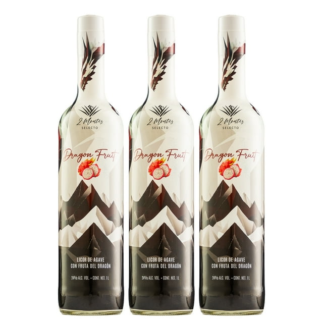 Tripack Licor de Agave 2 Montes Dragon Fruit 1000 Ml Dos Montes Licor de Agave