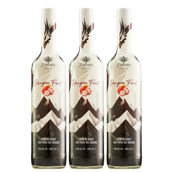 Tripack Licor de Agave 2 Montes Dragon Fruit 1000 Ml Dos Montes Licor de Agave
