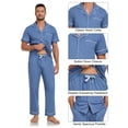 thumbnail image 4 of ANLIQI Mens Pajamas Set 100% Cotton Soft Button Pajamas for Men Short Sleeve Sleepwear 2 Piece Lounge Pjs Sets (Blue,L), 4 of 8
