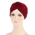 thumbnail image 1 of 1Pc Women‘S Pure Color Turban Hat Chemotherapy Cap Stretch Head Wrap Hat Hedging Cap, 1 of 7