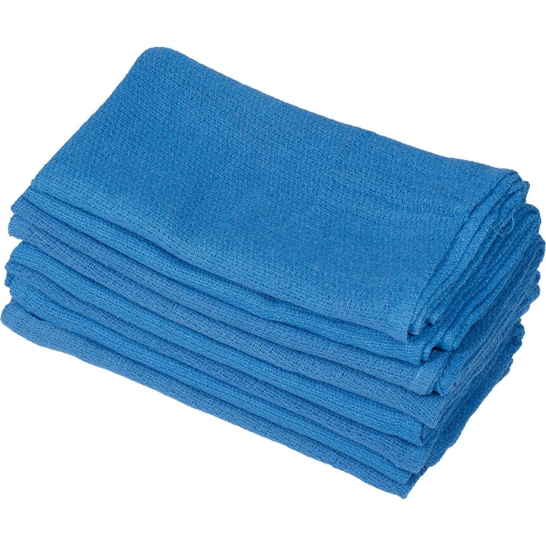 Monarch Brands Monarch Recycled Lint 100% Cotton Huck Towels 25L x 14W  Blue (R-C67-25) 