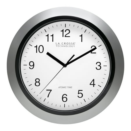 La Crosse Technology WT-3102S 10 Inch Silver Atomic Analog Wall Clock