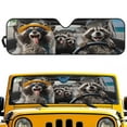 thumbnail image 2 of Uorisanigo Windshield Sun Shade for 2018-2025 Jeep Wrangler JL JLU & 2020-2025 Jeep Gladiator, Funny Raccoon Print Sun Visor Windshield Sunshade Blocks UV Rays, Foldable Shade Heat Shield, 2 of 7