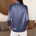 thumbnail image 6 of Inglocry Womens Elegant Cowl Neck Satin Blouses Business Casual Long Sleeve Silk Shirts Dressy Tops Work Office Clothes Navy L, 6 of 6