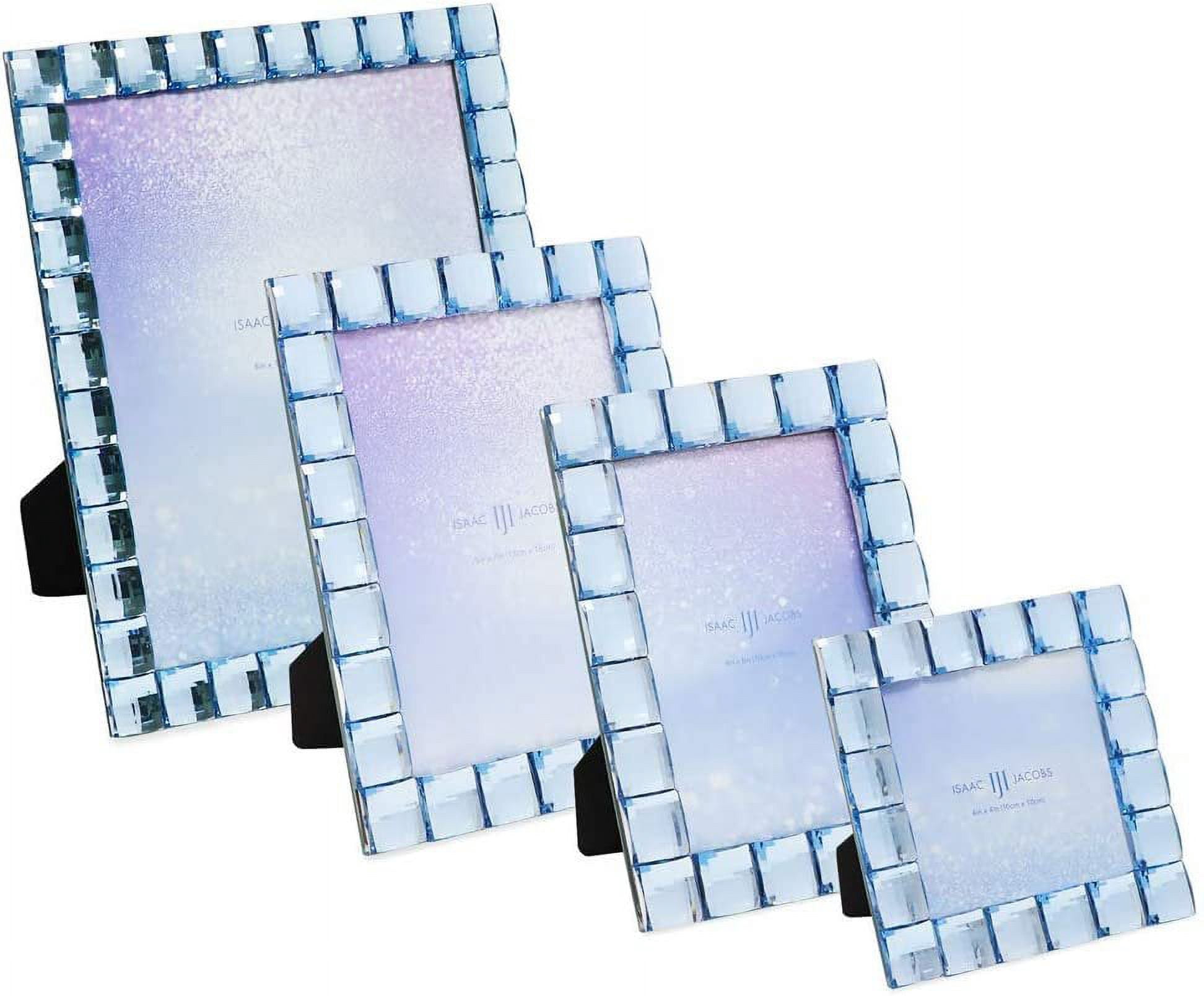 Isaac Jacobs Decorative Sparkling Light Blue Jewel Picture Frame, Photo Display & Home Décor 5x7
