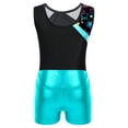 thumbnail image 6 of YONGHS Kids Girls 2 Pieces Gymnastics Dance Outfits Sleeveless Ballet Leotard with Shorts Sets Lake Green 8, 6 of 6