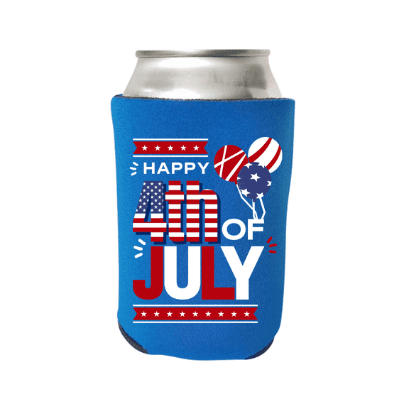 Patriotic Can Coolers, Happy 4th of July, USA Summer Coolies, America Party Gifts, Independence Day Beer Hugger (Blue)