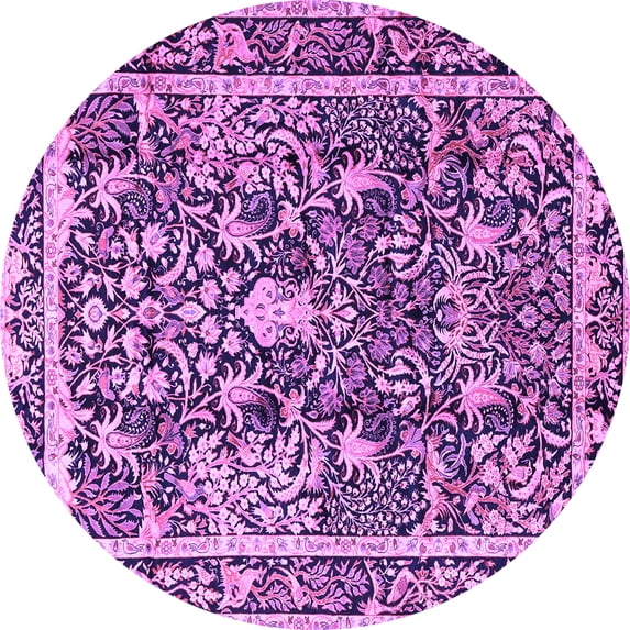 Ahgly Company Indoor Round Animal Purple Traditional Area Rugs, 7' Round