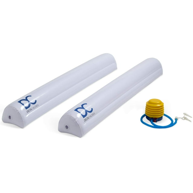 Barandillas de cama inflables para niños Delta para niños pequeños y niños con bomba de pie (paquete de 2) - Barandillas portátiles a prueba de fugas ideales para viajes o en casa, color blanco