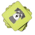 thumbnail image 2 of Carolines Treasures BB1268FC Checkerboard Lime Green Schnauzer Foam Coaster Set of 4 3 1/2 x 3 1/2 multicolor, 2 of 3
