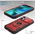 thumbnail image 2 of for iPhone 13 Pro 6.1" Stand Case with Slide Camera Cover Military Grade Heavy Duty  Rugged Dual Layer Full Body Shockproof Protection Built-in Ring Kickstand Magnetic Hard Back Case Red, 2 of 14