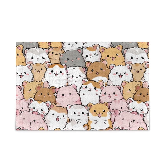 500 Piece Jigsaw Puzzle for Adults Cute Hamsters Thick Wood-Paper Composite with Letter on Back Tight Interlock Challenging Home Decor Family Game Gift