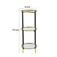 thumbnail image 5 of Ara 39 Inch Round 3 Tier Shelf, Metal, Mirrored Glass Shelves, Black, Gold- Saltoro Sherpi, 5 of 5